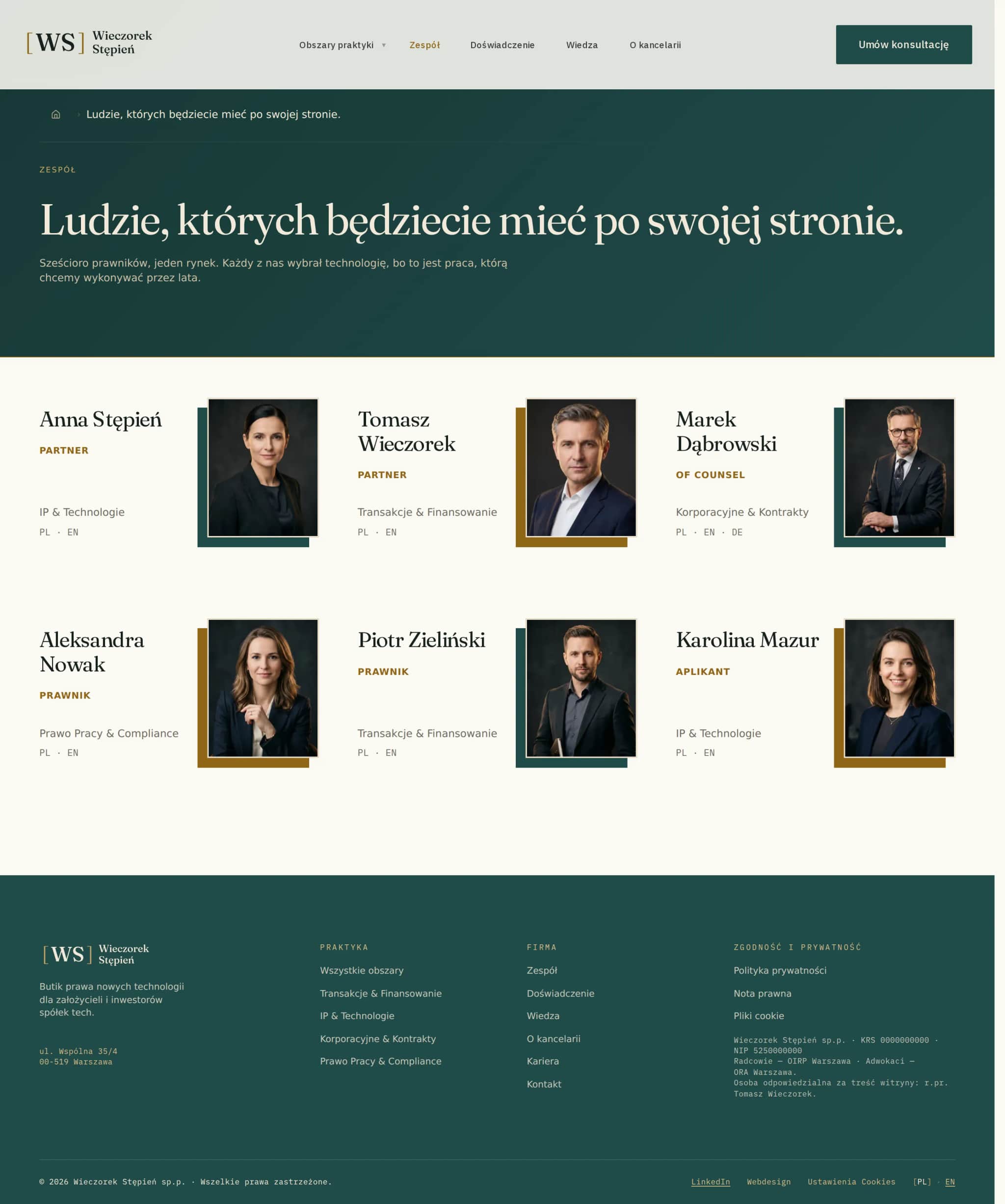 Zespół — bez filtrów przy 6 osobach